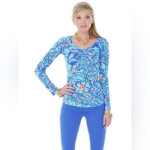Lily Pulitzer Arielle Mai Tai V-Neck Long Sleeve Print Top. Size XS